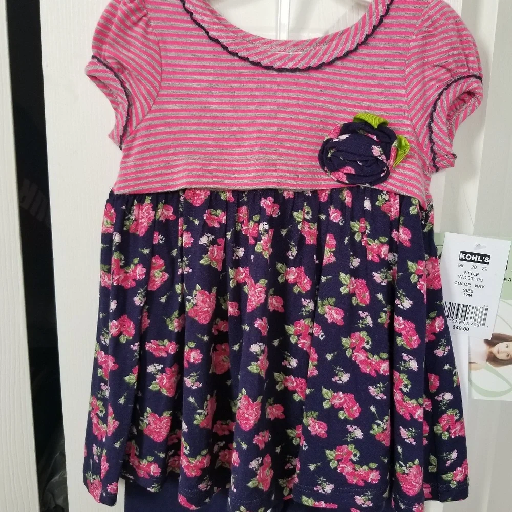 Bonnie Baby Stripes & Floral Tunic Legging Set NWT